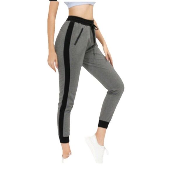 BCG Heather Grey Jogger Pant Size Small Athletic Pocket Black Strip Athletic - Picture 1 of 8